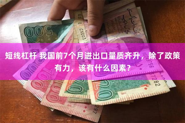 短线杠杆 我国前7个月进出口量质齐升，除了政策有力，该有什么因素？